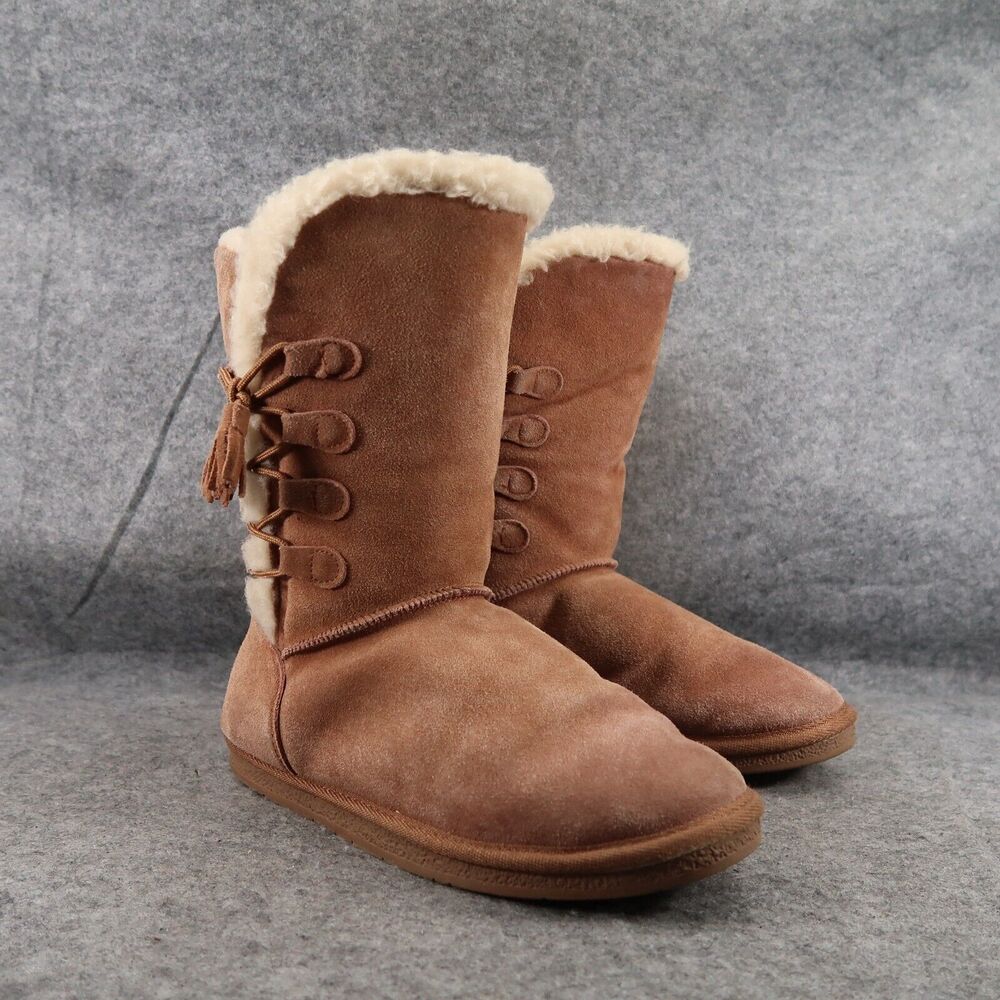 Tamarac Shoes Womens 9 Boot Winter Leather Wool Pull On Comfort Warm Brown Tahoe